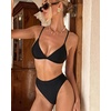 image:imageSUUKSESS Women High Waisted High Cut Bikini Set Sexy Triangle Two Piece Swimsuits127 Black