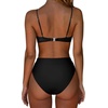 image:imageSUUKSESS Women High Waisted High Cut Bikini Set Sexy Triangle Two Piece Swimsuits127 Black