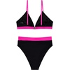 image:imageSUUKSESS Women High Waisted High Cut Bikini Set Sexy Triangle Two Piece Swimsuits127 Black Hot Pink