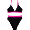image:imageSUUKSESS Women High Waisted High Cut Bikini Set Sexy Triangle Two Piece Swimsuits127 Black Hot Pink