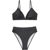 image:imageSUUKSESS Women High Waisted High Cut Bikini Set Sexy Triangle Two Piece Swimsuits127 Black White Polka Dots