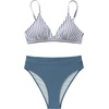 image:imageSUUKSESS Women High Waisted High Cut Bikini Set Sexy Triangle Two Piece Swimsuits127 Black White Striped Blue