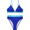 image:imageSUUKSESS Women High Waisted High Cut Bikini Set Sexy Triangle Two Piece Swimsuits127 Blue Color Block