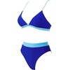 image:imageSUUKSESS Women High Waisted High Cut Bikini Set Sexy Triangle Two Piece Swimsuits127 Blue Color Block