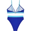 image:imageSUUKSESS Women High Waisted High Cut Bikini Set Sexy Triangle Two Piece Swimsuits127 Blue Color Block