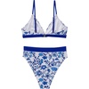 image:imageSUUKSESS Women High Waisted High Cut Bikini Set Sexy Triangle Two Piece Swimsuits127 Blue Floral White