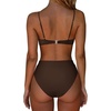 image:imageSUUKSESS Women High Waisted High Cut Bikini Set Sexy Triangle Two Piece Swimsuits127 Dark Brown