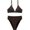 image:imageSUUKSESS Women High Waisted High Cut Bikini Set Sexy Triangle Two Piece Swimsuits127 Dark Brown