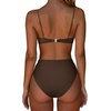 image:imageSUUKSESS Women High Waisted High Cut Bikini Set Sexy Triangle Two Piece Swimsuits127 Deep Brown
