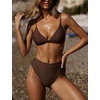 image:imageSUUKSESS Women High Waisted High Cut Bikini Set Sexy Triangle Two Piece Swimsuits127 Deep Brown