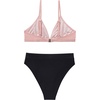 image:imageSUUKSESS Women High Waisted High Cut Bikini Set Sexy Triangle Two Piece Swimsuits127 Pink Black