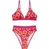 image:imageSUUKSESS Women High Waisted High Cut Bikini Set Sexy Triangle Two Piece Swimsuits127 Pink Yellow Floral