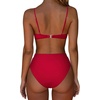 image:imageSUUKSESS Women High Waisted High Cut Bikini Set Sexy Triangle Two Piece Swimsuits127 Red