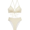 image:imageSUUKSESS Women High Waisted High Cut Bikini Set Sexy Triangle Two Piece SwimsuitsBeige