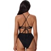 image:imageSUUKSESS Women High Waisted High Cut Bikini Set Sexy Triangle Two Piece SwimsuitsBlack