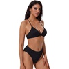 image:imageSUUKSESS Women High Waisted High Cut Bikini Set Sexy Triangle Two Piece SwimsuitsBlack