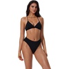 image:imageSUUKSESS Women High Waisted High Cut Bikini Set Sexy Triangle Two Piece SwimsuitsBlack