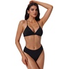 image:imageSUUKSESS Women High Waisted High Cut Bikini Set Sexy Triangle Two Piece SwimsuitsBlack