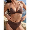 image:imageSUUKSESS Women High Waisted High Cut Bikini Set Sexy Triangle Two Piece SwimsuitsDeep Brown