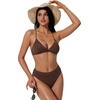 image:imageSUUKSESS Women High Waisted High Cut Bikini Set Sexy Triangle Two Piece SwimsuitsDeep Brown