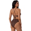 image:imageSUUKSESS Women High Waisted High Cut Bikini Set Sexy Triangle Two Piece SwimsuitsDeep Brown