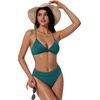 image:imageSUUKSESS Women High Waisted High Cut Bikini Set Sexy Triangle Two Piece SwimsuitsGreen Blue