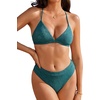 image:imageSUUKSESS Women High Waisted High Cut Bikini Set Sexy Triangle Two Piece SwimsuitsGreen Blue