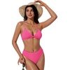 image:imageSUUKSESS Women High Waisted High Cut Bikini Set Sexy Triangle Two Piece SwimsuitsHot Pink