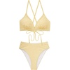 image:imageSUUKSESS Women High Waisted High Cut Bikini Set Sexy Triangle Two Piece SwimsuitsPale Yellow