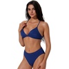 image:imageSUUKSESS Women High Waisted High Cut Bikini Set Sexy Triangle Two Piece SwimsuitsRoyal Blue