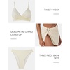 image:imageSUUKSESS Women Twist High Waisted Bikini Set Metal Cover Up 3 Piece Swimsuits206 Beige White