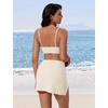 image:imageSUUKSESS Women Twist High Waisted Bikini Set Metal Cover Up 3 Piece Swimsuits206 Beige White