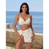 image:imageSUUKSESS Women Twist High Waisted Bikini Set Metal Cover Up 3 Piece Swimsuits206 Beige White
