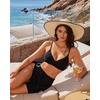 image:imageSUUKSESS Women Twist High Waisted Bikini Set Metal Cover Up 3 Piece Swimsuits206 Black