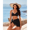 image:imageSUUKSESS Women Twist High Waisted Bikini Set Metal Cover Up 3 Piece Swimsuits206 Black