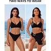 image:imageSUUKSESS Women Twist High Waisted Bikini Set Metal Cover Up 3 Piece Swimsuits206 Black