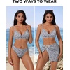 image:imageSUUKSESS Women Twist High Waisted Bikini Set Metal Cover Up 3 Piece Swimsuits206 Black Plaid