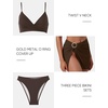 image:imageSUUKSESS Women Twist High Waisted Bikini Set Metal Cover Up 3 Piece Swimsuits206 Deep Brown