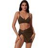 image:imageSUUKSESS Women Twist High Waisted Bikini Set Metal Cover Up 3 Piece Swimsuits206 Deep Brown