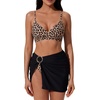 image:imageSUUKSESS Women Twist High Waisted Bikini Set Metal Cover Up 3 Piece Swimsuits206 Leopard Black