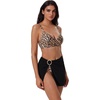 image:imageSUUKSESS Women Twist High Waisted Bikini Set Metal Cover Up 3 Piece Swimsuits206 Leopard Black