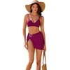 image:imageSUUKSESS Women Twist High Waisted Bikini Set Metal Cover Up 3 Piece Swimsuits206 Purple
