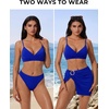 image:imageSUUKSESS Women Twist High Waisted Bikini Set Metal Cover Up 3 Piece Swimsuits206 Royal Blue