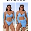 image:imageSUUKSESS Women Twist High Waisted Bikini Set Metal Cover Up 3 Piece Swimsuits206 Sky Blue