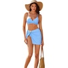 image:imageSUUKSESS Women Twist High Waisted Bikini Set Metal Cover Up 3 Piece Swimsuits206 Sky Blue