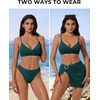 image:imageSUUKSESS Women Twist High Waisted Bikini Set Metal Cover Up 3 Piece Swimsuits206 Upgrade Peacock Blue