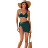 image:imageSUUKSESS Women Twist High Waisted Bikini Set Metal Cover Up 3 Piece Swimsuits206 Upgrade Peacock Blue
