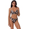 image:imageSUUKSESS Women Twist High Waisted Bikini Set Metal Cover Up 3 Piece Swimsuits206 Vintage Floral Black