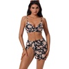 image:imageSUUKSESS Women Twist High Waisted Bikini Set Metal Cover Up 3 Piece Swimsuits206 Vintage Floral Black