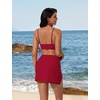 image:imageSUUKSESS Women Twist High Waisted Bikini Set Metal Cover Up 3 Piece Swimsuits206 Wine Red